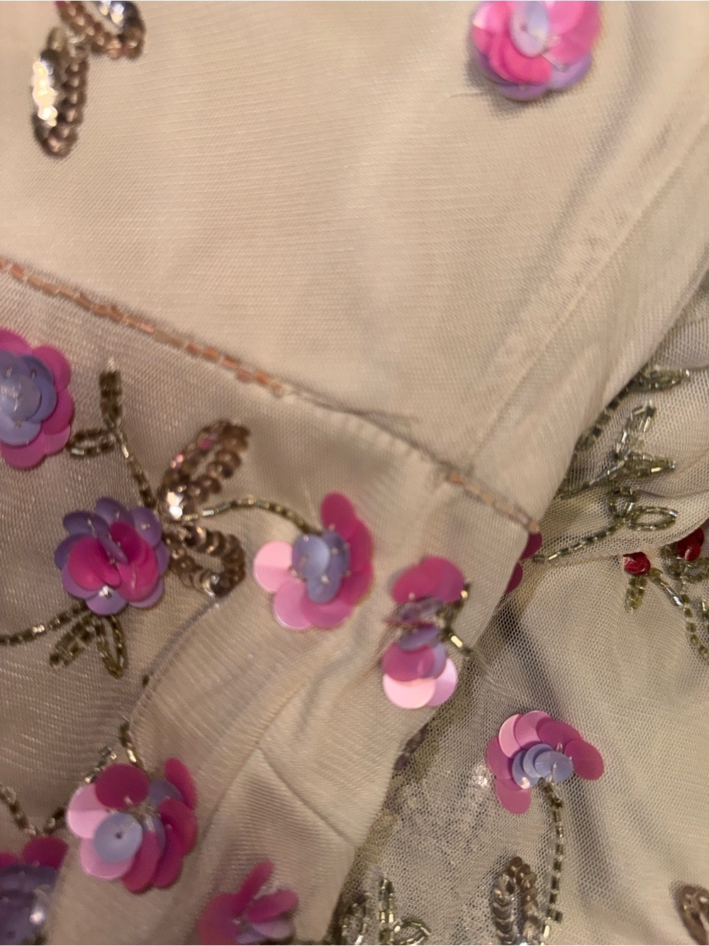 ADRIANNA PAPELL Multi Beaded Floral Dress. Ivory with flowers. Size 8. NWT.READ. - Picture 13 of 13